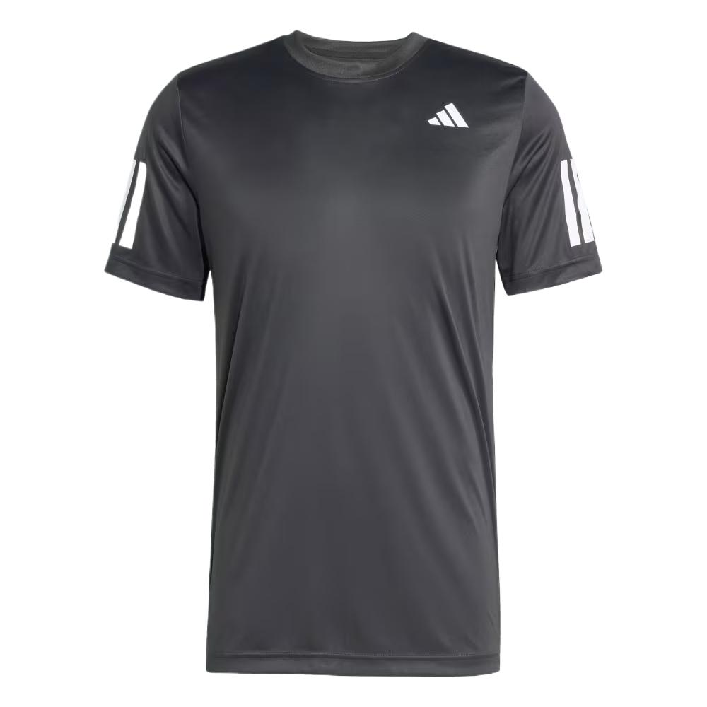 adidas SS25 Клуб 3 полоски Однотонный Полосатый Дышащий Модный Логотип Простой Красивый Короткий рукав Футболка Мужские Топы Черный JG0978