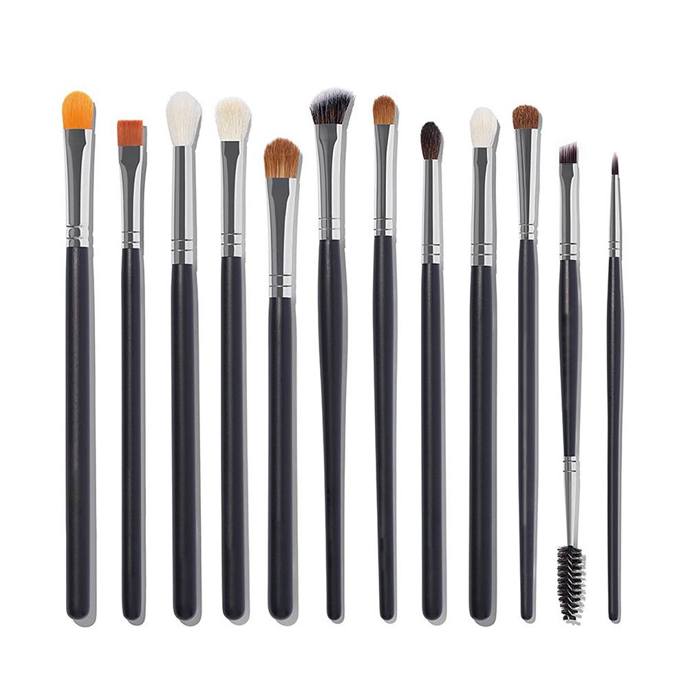 Customized Logo 12/16/20/34 Synthetic Hair High-End Animal Hair Black Handle Foundation Eye Makeup Brush Set