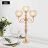 2Pcs 5-Arm Candle Holders, 21.5 Inch Gold Tabletop Candelabra, Candle Stand for Real/Simulation Candles, Perfect for Home Decor