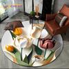Dream Flower Art Daisy Rose Sunflower Cartoon Round Carpet Rug for Living Room Bedroom Kid Decor,Pet Area Rug Non-slip Floor Mat
