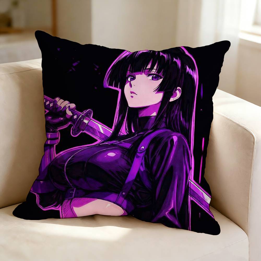 HHighschool of the Dead BBusujima Saeko Pillow Case Square DoubleSided Sofa Cushion Cover Bedroom Bedside Pillow
