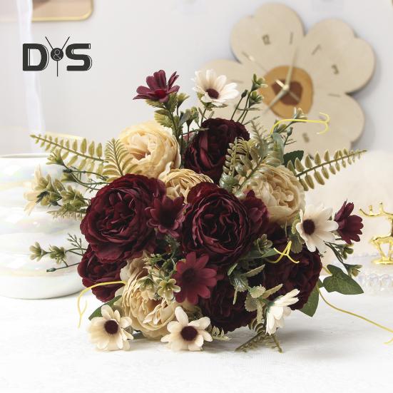 Букеты из искусственных цветов, искусственные ромашки, пионы, букеты, искусственные цветы, центральные украшения для стола, цветочные композиции для дома, свадебные украшения для отеля