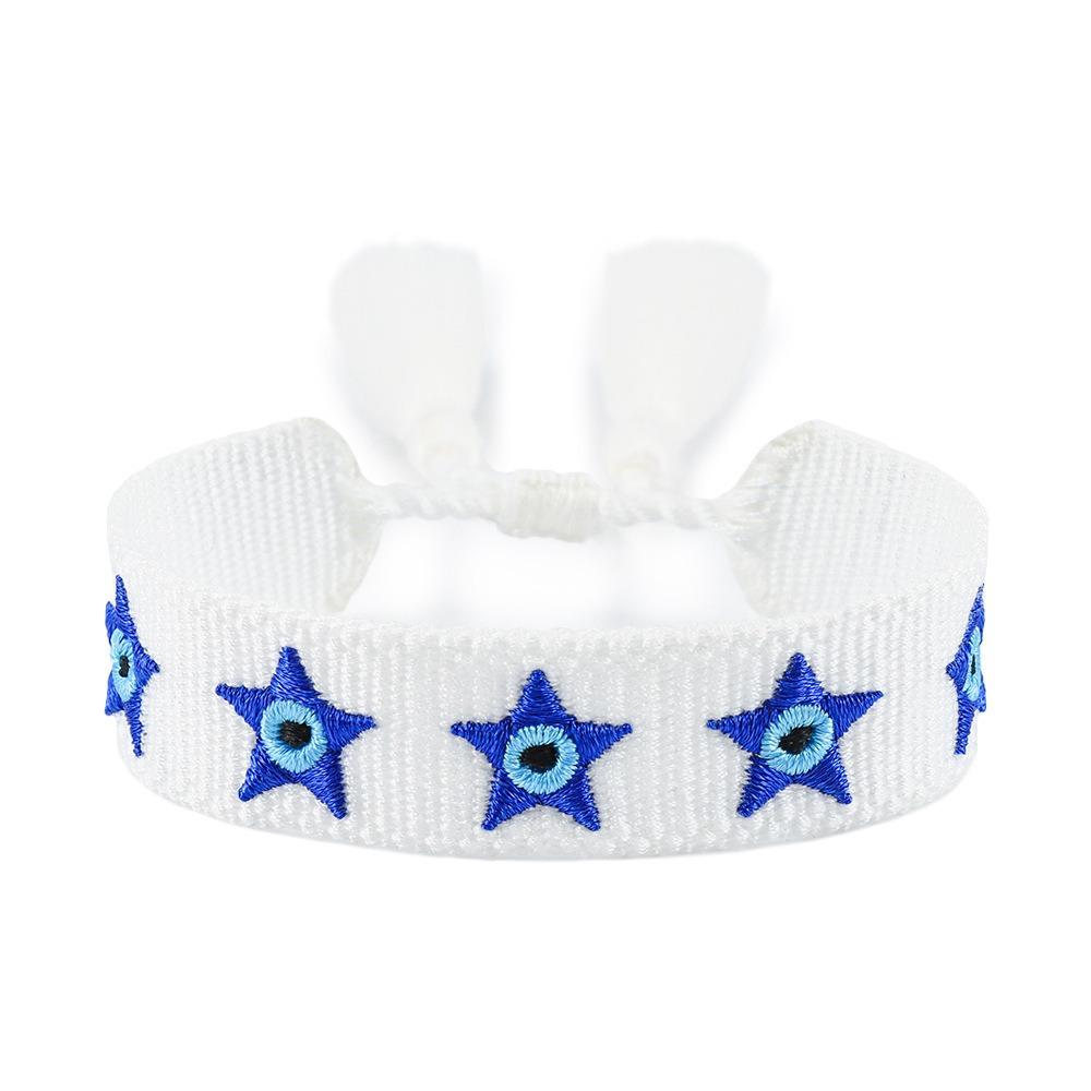 Складываемые плетеные браслеты-шармы, регулируемый веревочный браслет с синими глазами, женский, для девочек