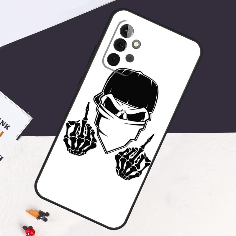 Кейс-череп с костью среднего пальца Для Samsung Galaxy A13 A35 A15 A55 A53 A33 A36 A56 A26 A16 A22 A32 A52 A54 A34 A05 A06