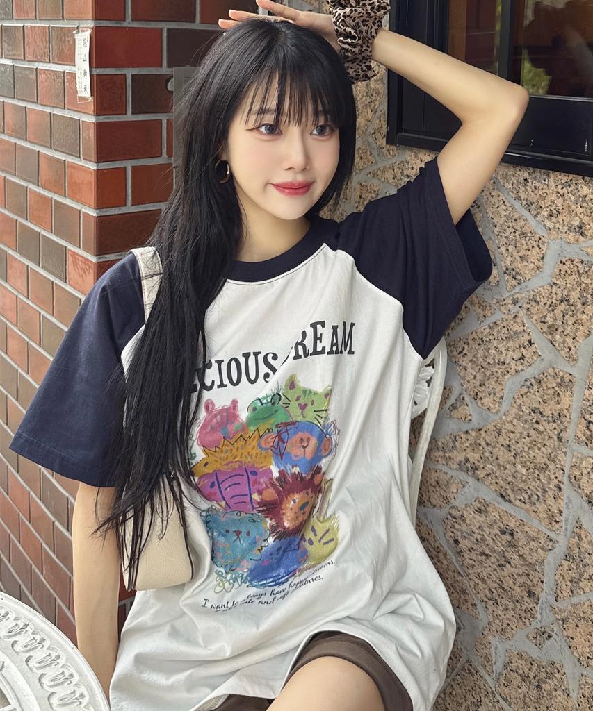 CPGN STUDIO Precious Raglan Short Sleeve T-Shirt Navy