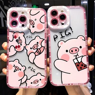 Мягкий чехол для телефона с рисунком милой свиньи для Iphone 11 12 13 14 Pro Max Xs X Xr 7 8 Plus Se 2020, силиконовый чехол-бампер