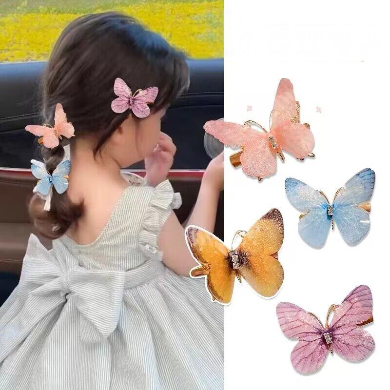 Children's Cute Butterfly Hairpins Sweet Colorful Hair Clips Headwear Korean Rhinestone Barrettes for Baby Girl Hair Accessories