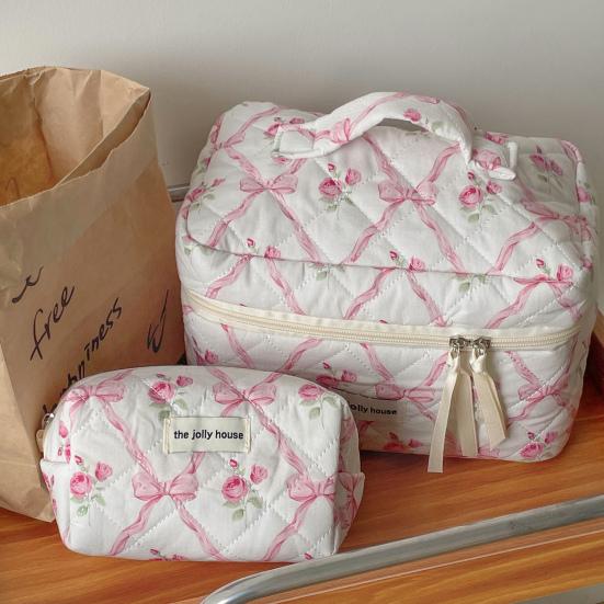 1/3 шт. косметичка с бантом на молнии для хранения кистей для макияжа, разные размеры, складной многоразовый органайзер для косметики, туалетные принадлежности