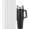 [6 Straws + 1 Brush] Hydro Flask Compatible Straws, Durable, Clear Plastic, Reusable, Easy To Carry, Includes Cleaning Brush, Hygienic, Stylish,