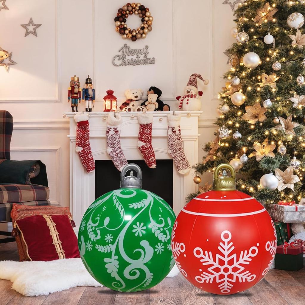 Горячая Распродажа Уличный Рождественский Надувной Украшенный Мяч ПВХ Гигантские Большие Шары Украшения Рождественской Елки Игрушечный Мяч Без Света