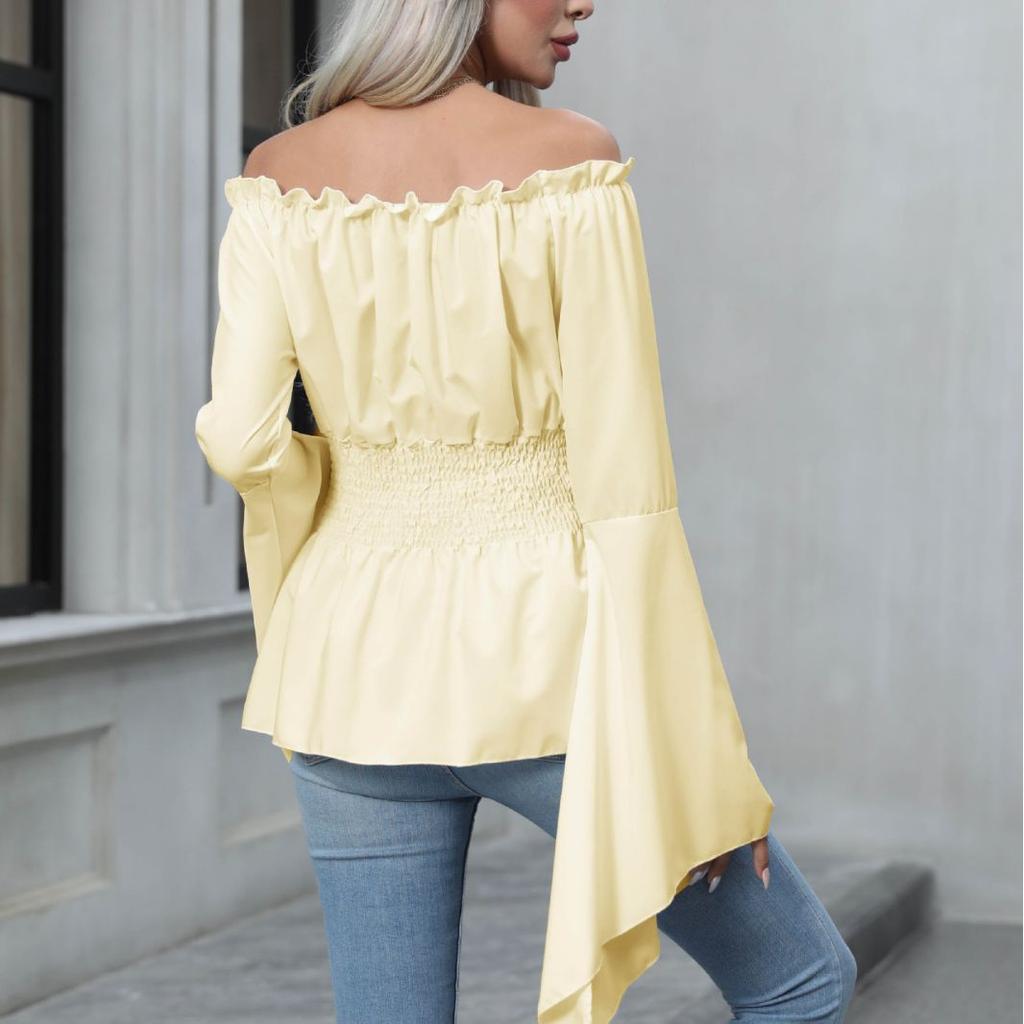 IHUASU Женская средневековая блузка с длинными рукавами