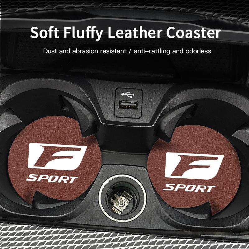 2Pcs Car Suede Coaster Anti-Slip Water Cup Pad Accessories For Lexus F SPORT GS GX IS LS LX CT LC LBX NX RX 350h 450h ES UX 300e