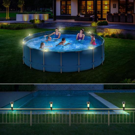 6 шт. солнечных светильников для бассейна, водонепроницаемые светильники для уличного бассейна, украшения сада и двора, ночные светильники для бассейнов с рамкой из забора