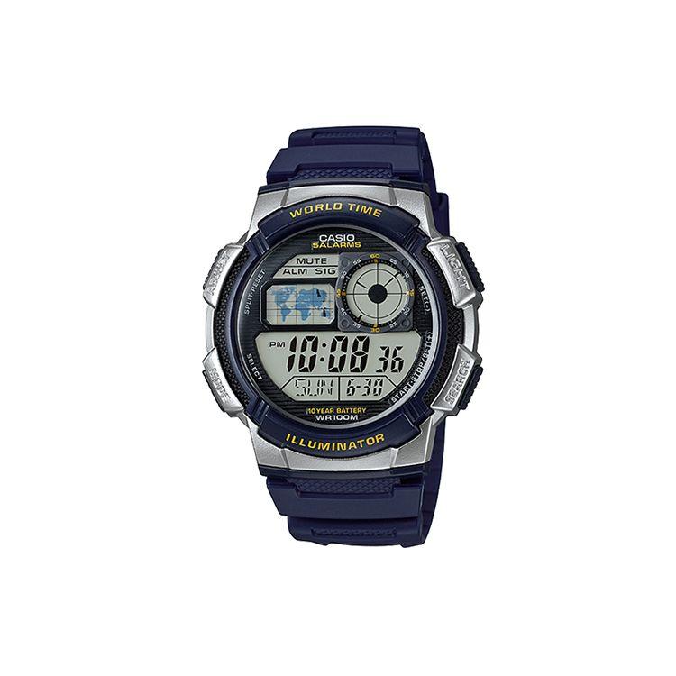 Casio Серия Youth Круглые Цифровые Спортивные Водонепроницаемые Кварцевые Часы с Ремешком из Смолы Мужские Часы Серые AE-1000W-2A