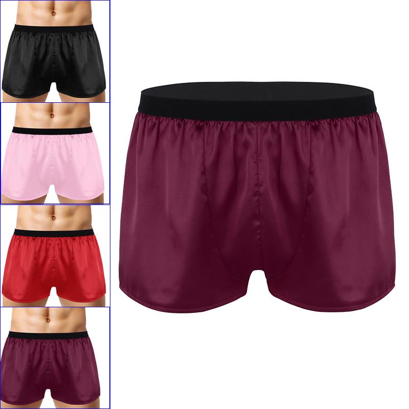 Модные Мужские Легкие Блестящие Сатиновые Боксеры Трусы Короткие Штаны для Тренировок Нижнее Белье Боксеры
