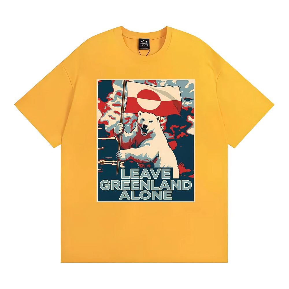 Leave Greenland Alone Vintage Graphic Tee Shirt Men Hip Hop Gothic T-shirt Male Oversized 100% Cotton Comfort T Shirt Streetwear