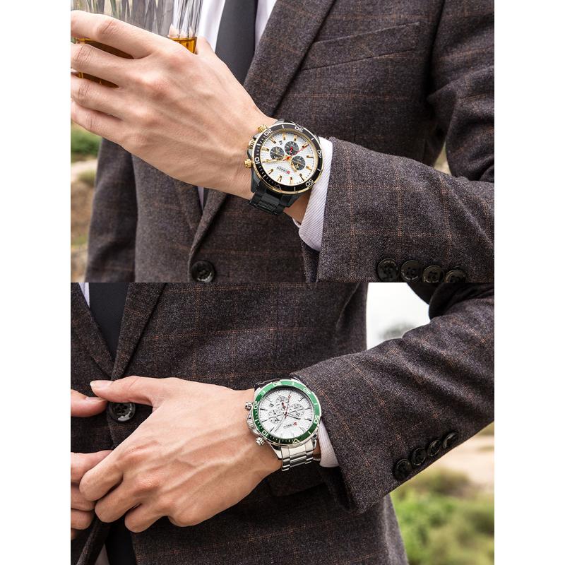 CURREN New Top Men's Watch Steel Band Casual Watch Small Dial Quartz Calendar Six Hand Watch