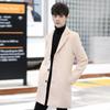 Men's Trench Coat Lapel Long Sleeve Solid Color Single Breasted Coat Men's British Style Mid Length Coat