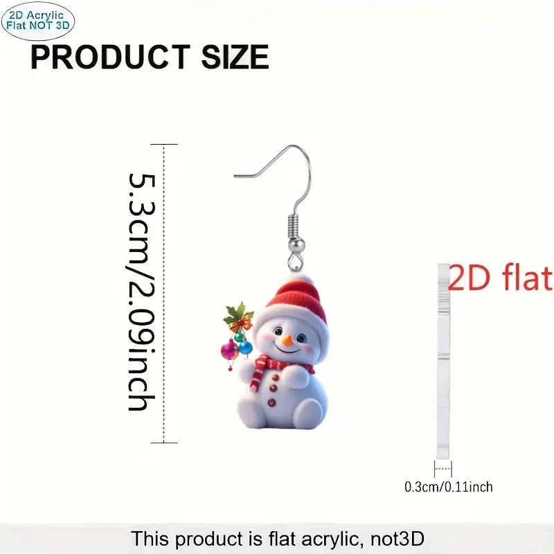 Amazon cross-border new Christmas snowman earrings flat acrylic atmosphere cute snowman earrings jewelry