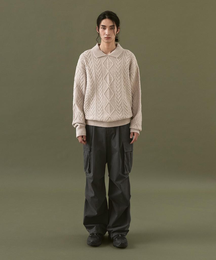 ANOTHER OFFICE Parachute Belted Pants (Coal Gray)