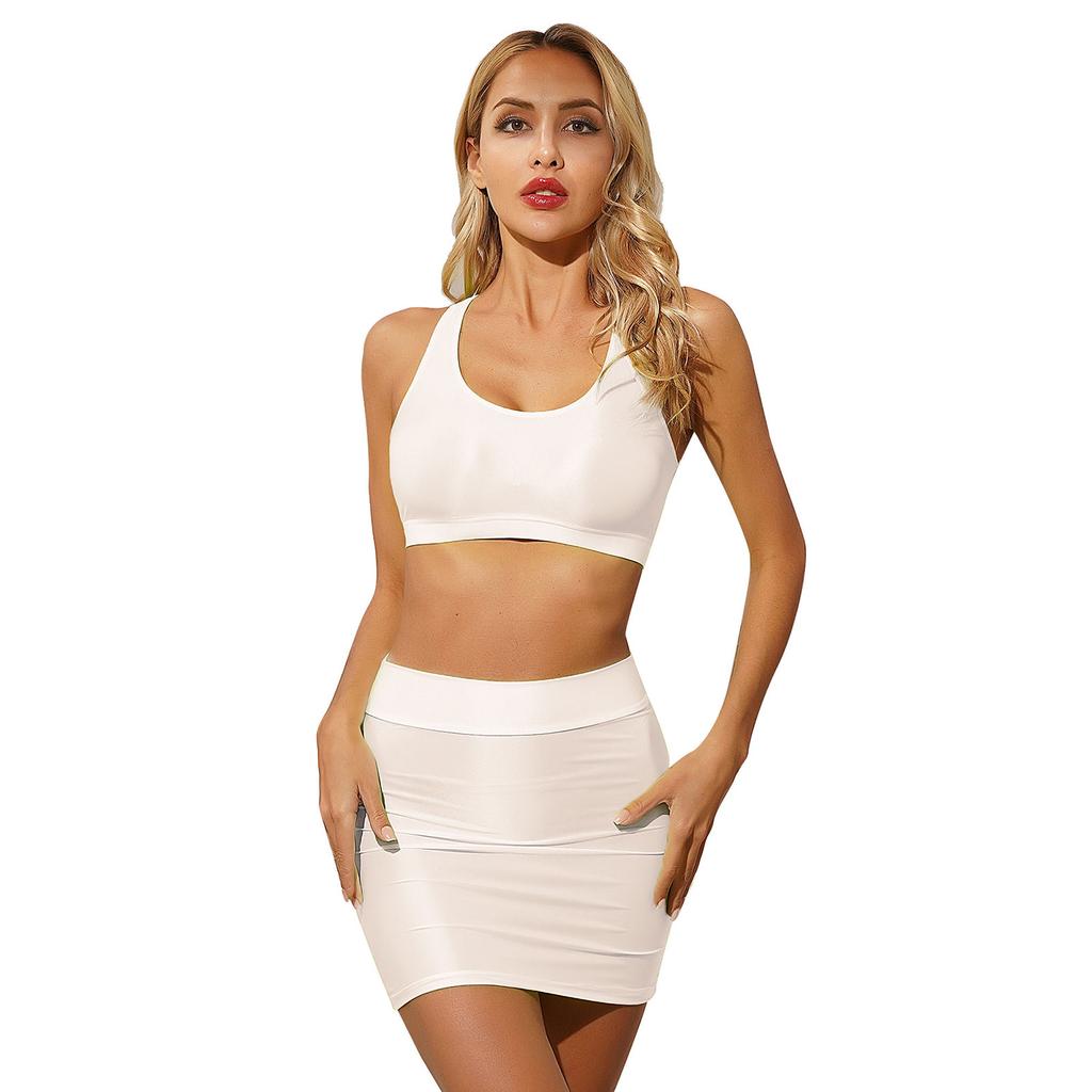 Женский повседневный укороченный топ без рукавов из 2 предметов и облегающая юбка