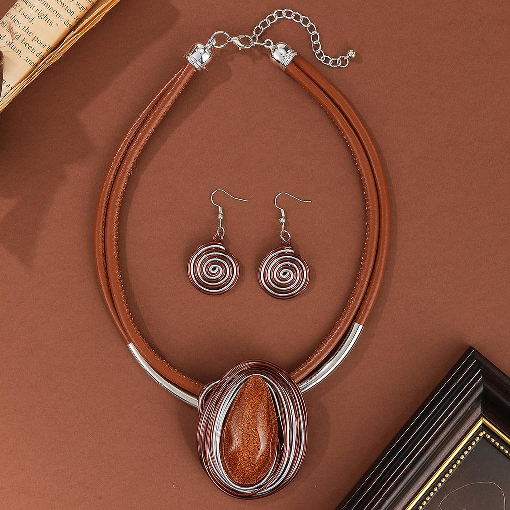 Colorful Crystal Oval Shape Necklace Earrings for Women Party Statement Jewelry Gifts