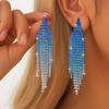 2PC Women's Fashion Claw Chain Series Colorful Diamond Tassel Earrings for Travel, Carnival, Party, Festival Dressing Gifts