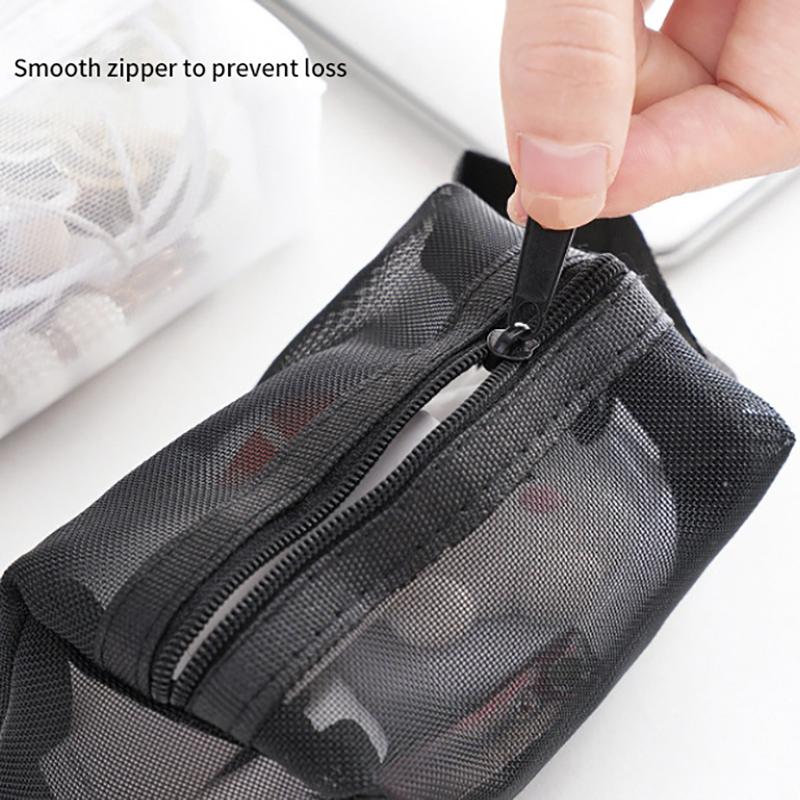 1Pc Travel Mesh Cosmetic Bag Zipper Makeup Bag For Women Wash Toiletry Bag Makeup Organizer Portable Storage Pouch