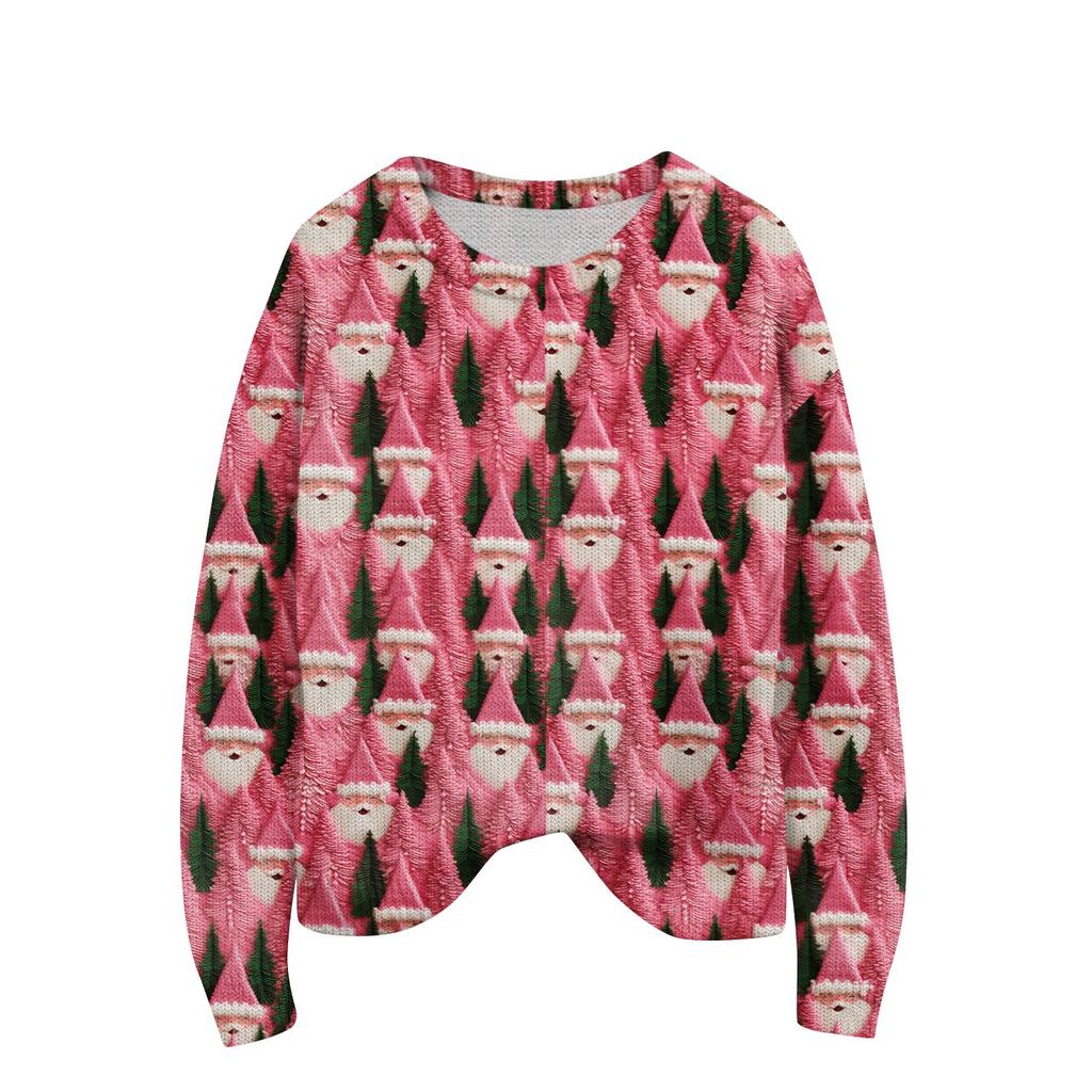 Женский рождественский свитер Милый забавный рождественский свитер Осень и зима Свитер с длинным рукавом вязаный