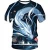 Мужская футболка с 3D-цифровой печатью и рисунком дракона, повседневная базовая рубашка и футболка с короткими рукавами