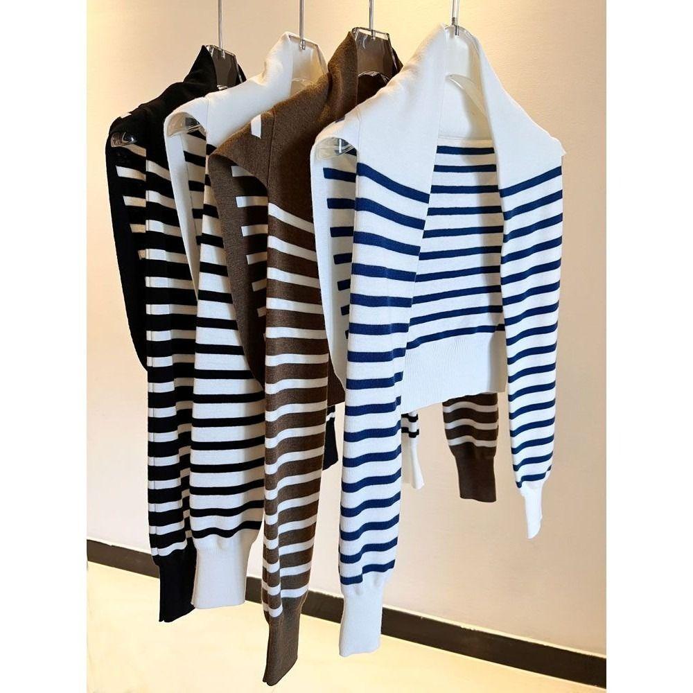 Stripe Knitted Shawl Warm Neck Scarf Fashion Fake Collar Cape for Women