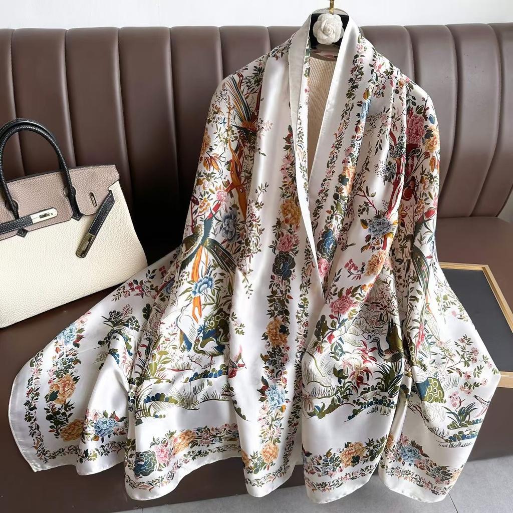 Spring Scarf Women's Luxury Design Polyester Material Smooth Scarf Soft Shawl Beach Scarf