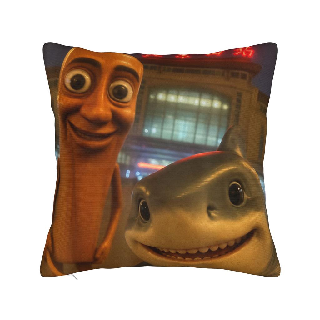 Tung Tung Tung Sahur Brainrot Funny Pillow Case Comfy Pillow Cover Kawaii Pillowcases For Sofa Home Decoration