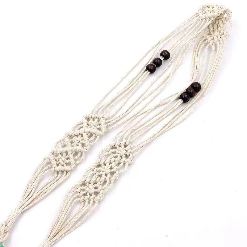 Hand-Woven Bohemian Waxed Cord Waist Chain - Retro Ethnic Tassel Style 