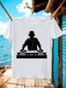 Футболка с графическим силуэтом DJ-консоли - Белая футболка с круглым вырезом для фанатов EDM
