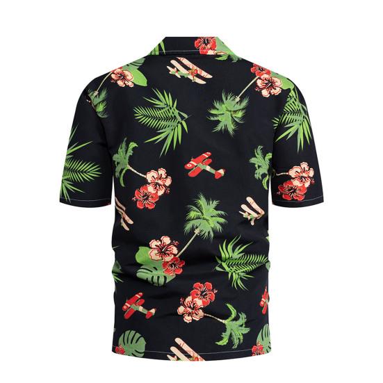 Men Shirt Banana Pattern Single-breasted Summer Hawaiian Buttons Shirt for Party