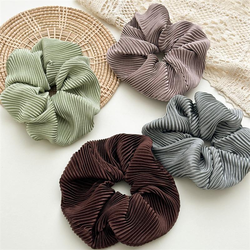 Шелковистые Кремовые Глянцевые Большие Резинки для Волос Винтажные Нежные Однотонные Повязки на Голову для Женщин Девушек Элегантные Эластичные Резинки для Волос