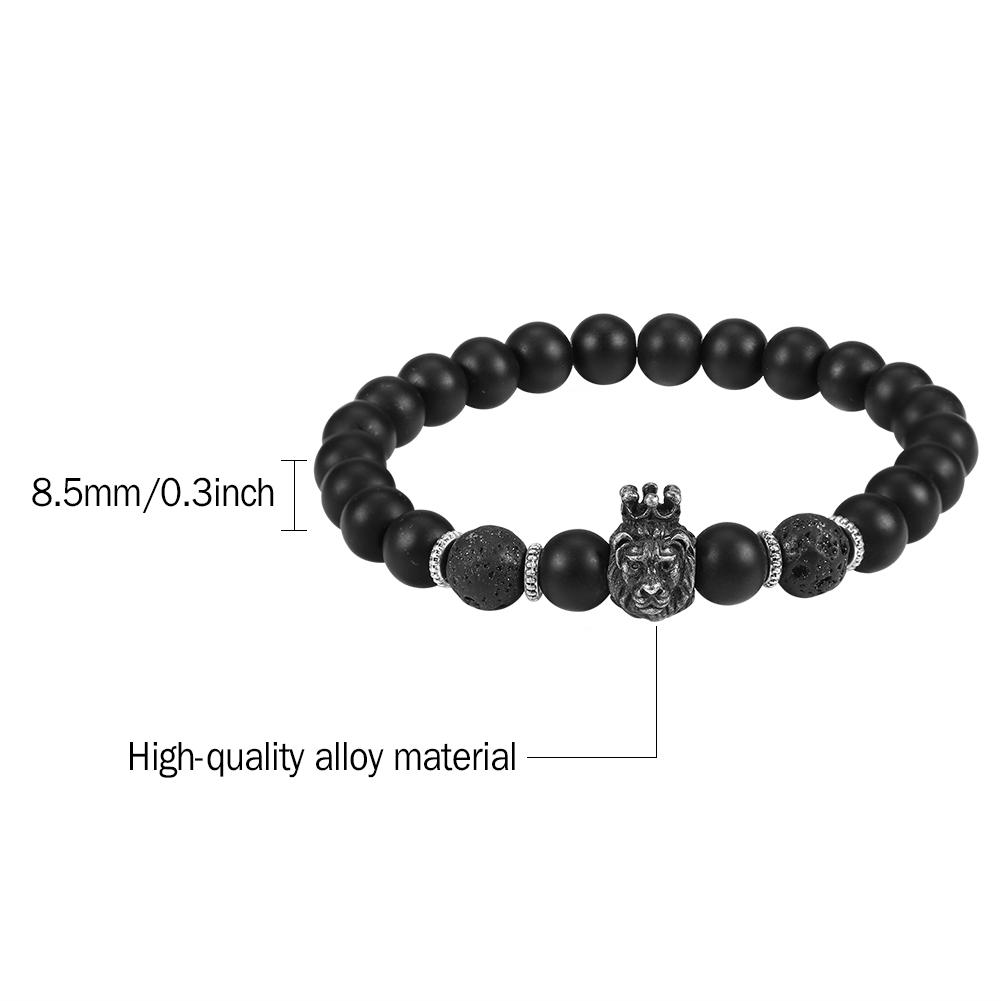 Мужской браслет с подвеской в виде головы черного льва из бисера, модные ювелирные изделия