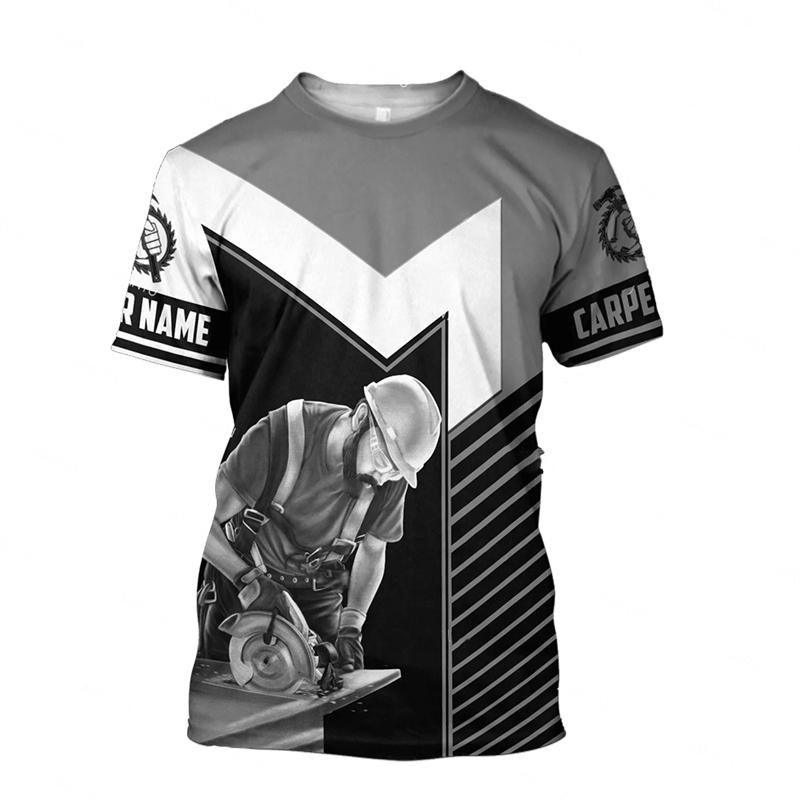 Футболка мужская плотник рабочий короткий рукав круглый вырез дышащая футболка 3d принт графические инструменты Harajuku повседневная рабочая одежда футболки