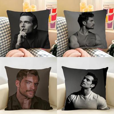 Super Star HHenry Cavill Cushion Cover Natural Linen Organic Fabric DoubleSided Printing Room Sofa Decor Pillow Case