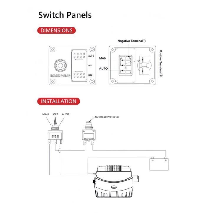 12V&24V 3-WAY SWITCH PANEL FOR BILGE PUMP Bilge Pump Control Switch Marine Panel Switch Automatic Pump