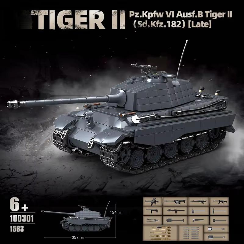 Военный Тяжелый Танк Тигр II 2 Sd.Kfz.182 Строительные Блоки Черный Тигр Гусеничная Бронированная Машина Игрушечные Кубики