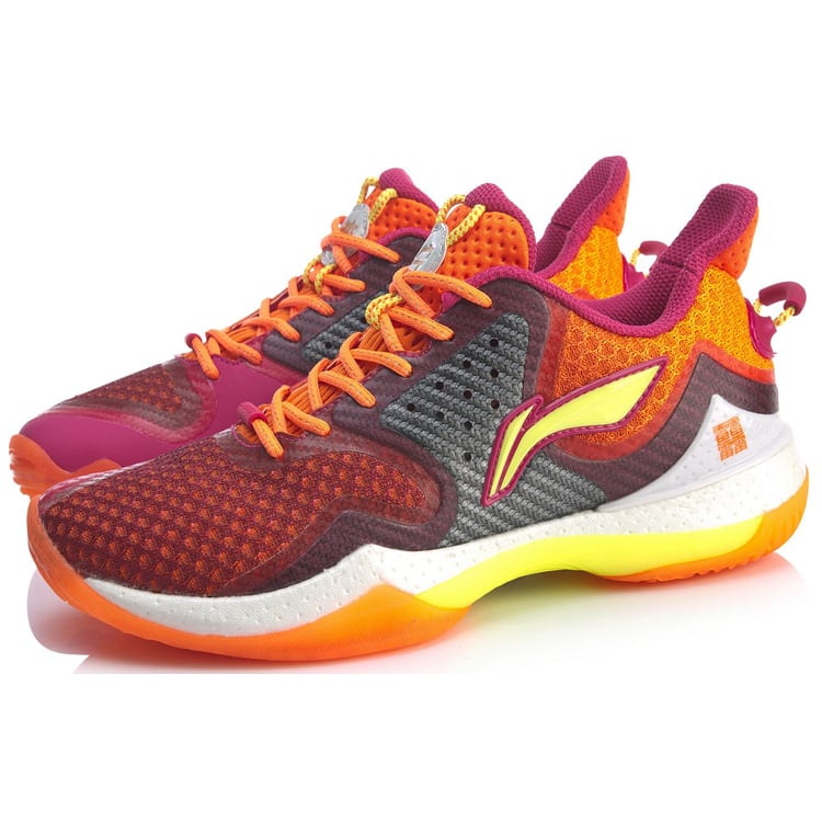 Бадминтонные кроссовки Li Ning женские низкие оранжево-красные AYAQ002-2