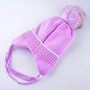 Warm Hats And Scarf Set For Girls Winter Knitted Lovely Kids Beanies With Imitation Fur Pompom Child