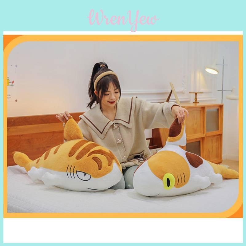 Huggable Shark Cat Plush Doll Cozy Pillow Perfect For Bedside Companion Sleep