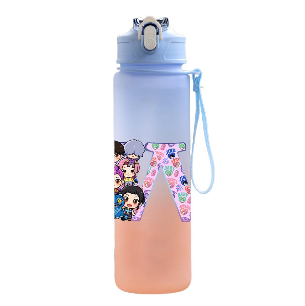 750Ml Water Bottle Anime 26 English Letter K-Pop Demon Hunters Printed Large Capacity Drinking Cup Portable Outdoor Sports Water Cup Children Kid Gift