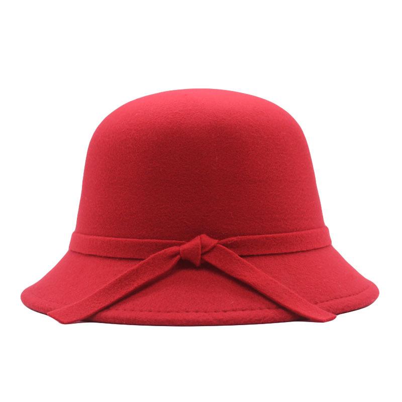 milliner winter new British retro flat top hat European and American autumn and winter women's woolen bow top hat