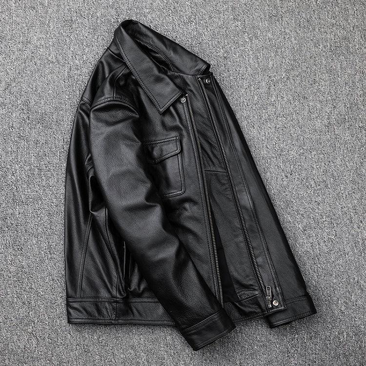 S-7XL Мужская оверсайз Rretro Мужская зимняя винтажная воловья кожа из натуральной коровьей кожи Черная мотоциклетная куртка 2022 Мужская