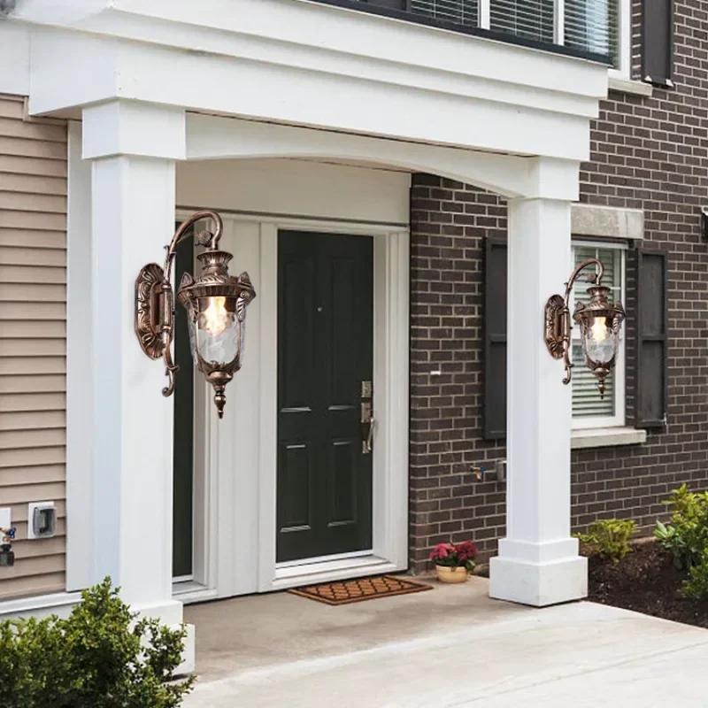 Европейский наружный светильник для виллы и отеля, водонепроницаемый литой алюминиевый светильник, настенный светильник для двора, светодиодный уличный настенный светильник для сада