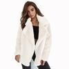 Women Faux Fur Elegant Brown Shaggy Coats Autumn Winter Warm Plush Teddy Coat Streetwear Female White Furry Fluffy Jacket